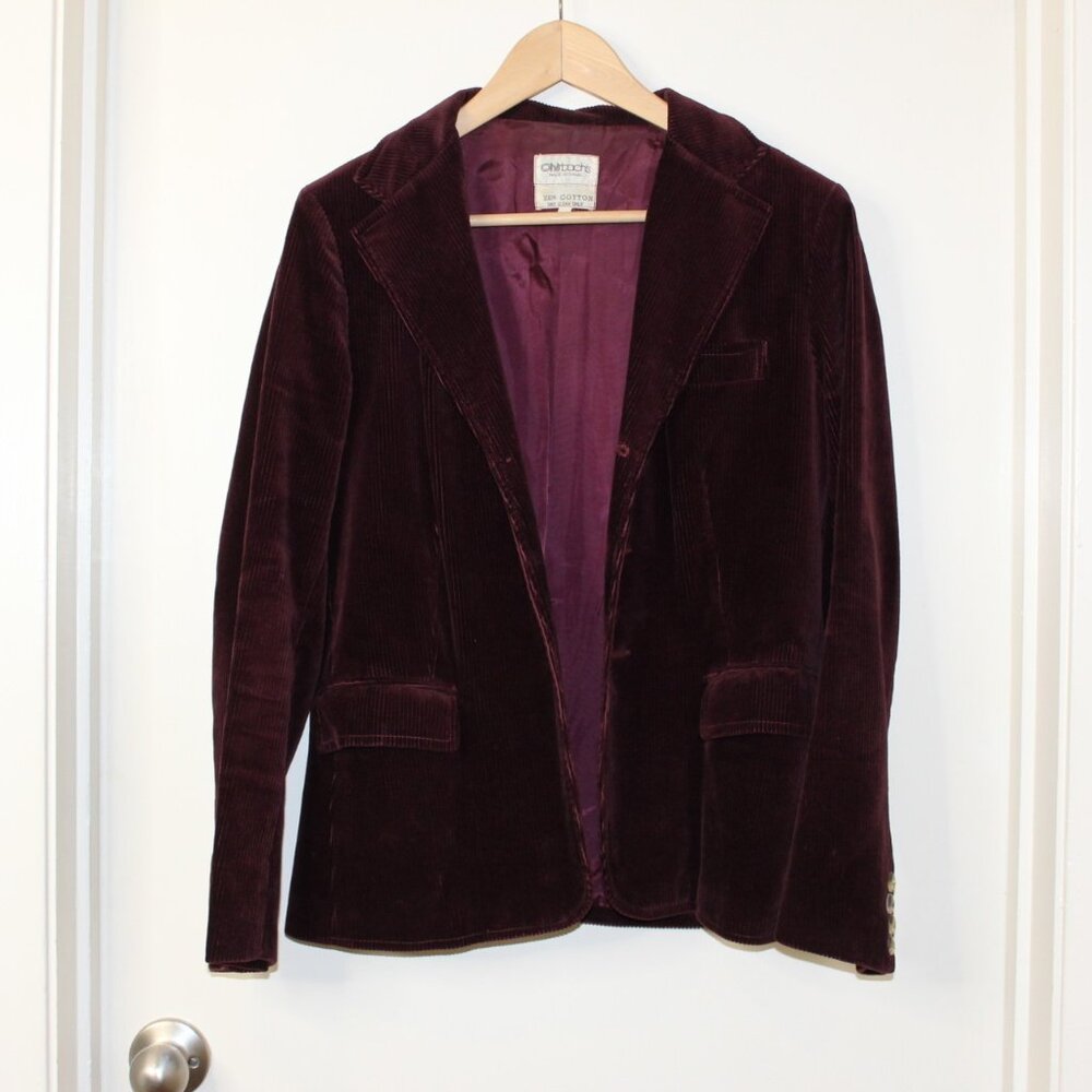 Vintage Ohrbach's Velvet Corduroy Burgundy Jacket Size 16